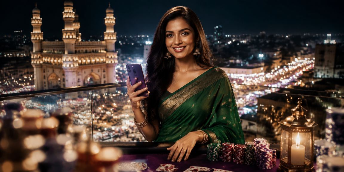Indian player enjoying Teen Patti game online from Hyderabad