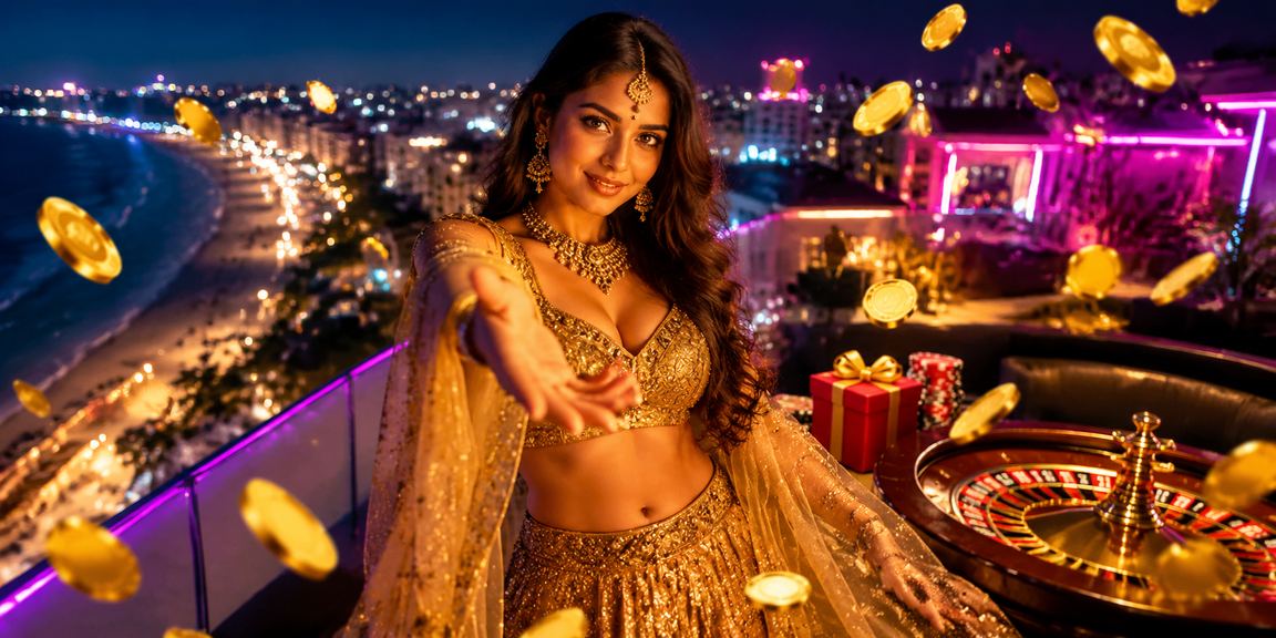 Indian woman enjoying casino games on mobile device